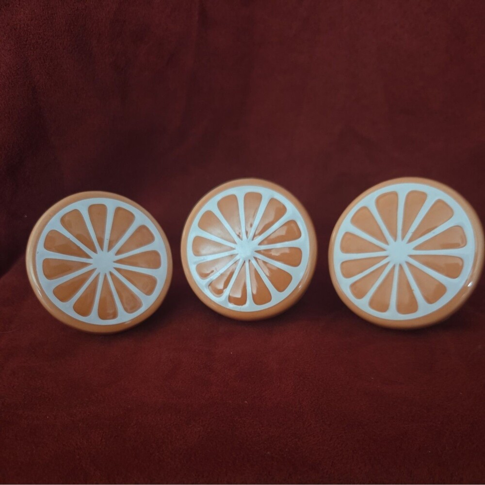 Vintage Ceramic Half Oranges of 3  Fake Irange Fruit Food Decor
